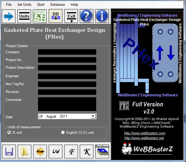 Gasketed Plate Heat Exchanger Design Screenshot