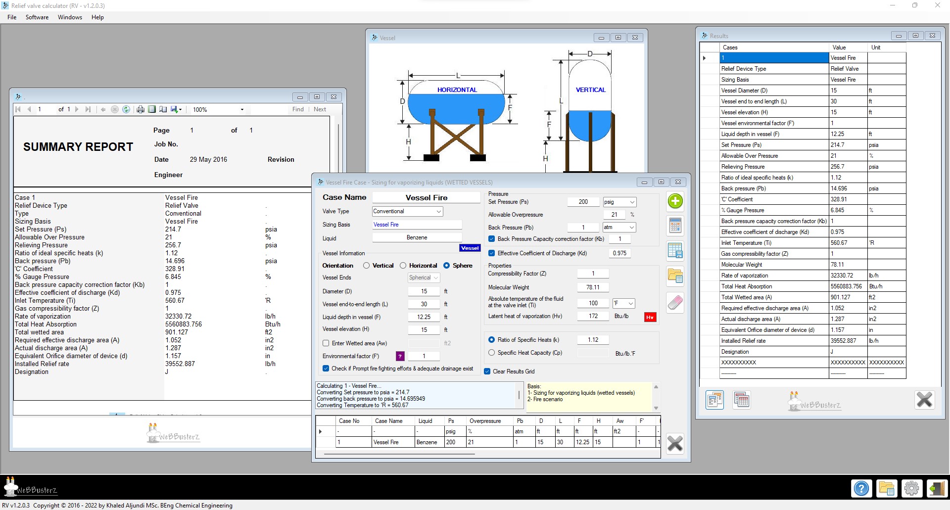Relief valve sizing calculator software to size relief valves